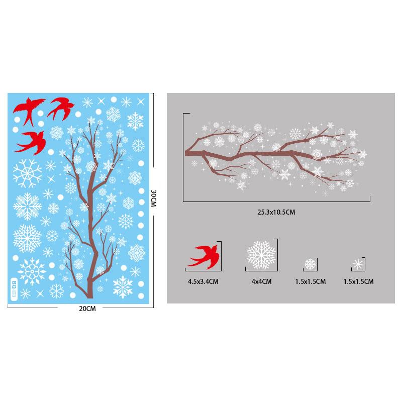 Christmas Winter Snowflake Stickers Santa Claus Xmas Tree Branch Window Glass Sticker Merry Christmas Decor Happy New Year