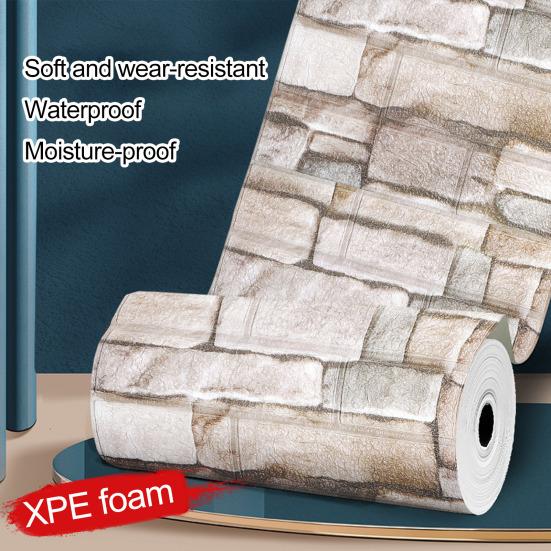 1 рулон обоев с кирпичным узором, самоклеящиеся винтажные настенные наклейки, легко отклеивающиеся и приклеивающиеся водонепроницаемые грязеотталкивающие обои для стен гостиной