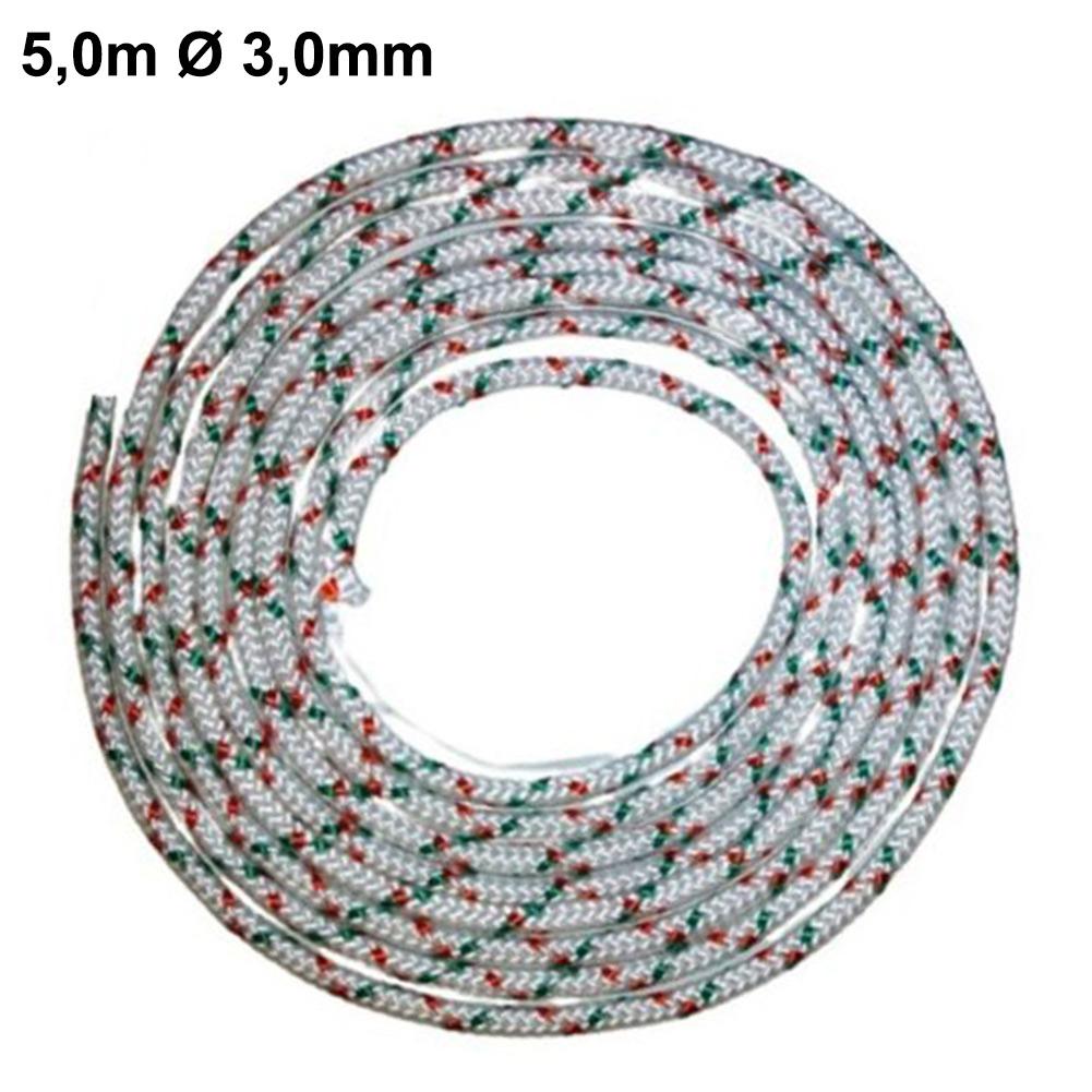 Starter rope for lawn mower pull cord 5 0 meters long with 3 0mm diameter replacement part suited for various garden machinery