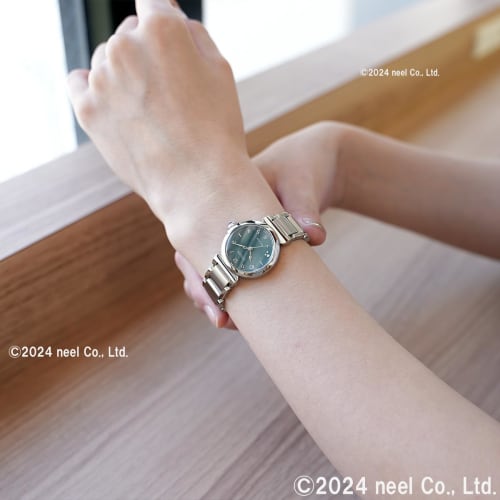 Citizen ROUND Collection Women's Watch, EM1130-83X, Waterproof, Green, Light-powered Eco-Drive, Lily of the Valley Pattern, Silver Finish.