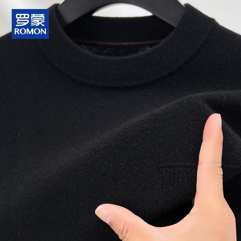 ROMON Men's 100% Pure Wool Mock Neck Pullover Sweater