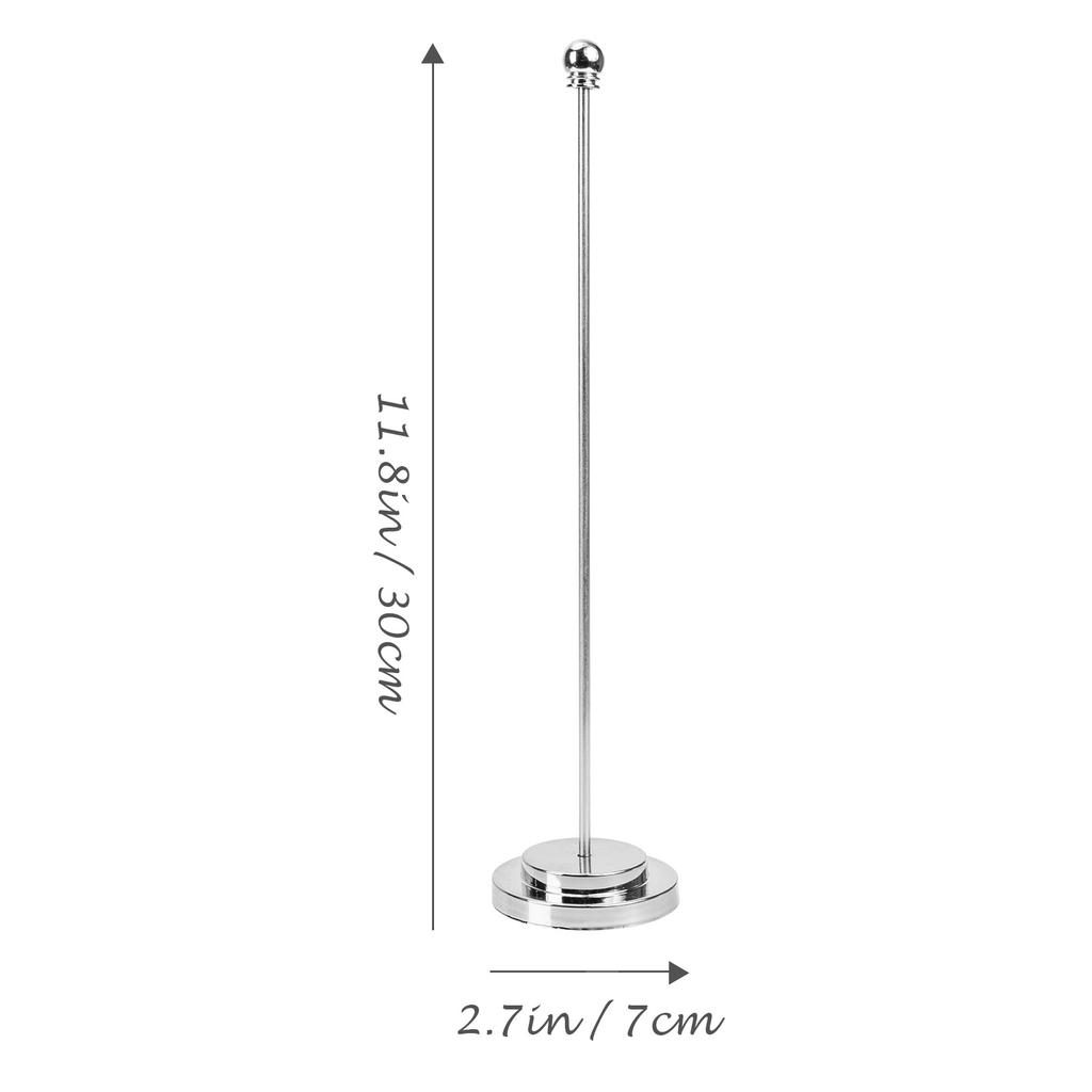 Metal Flagpole Stand Silver Desktop Iron Round Base Use Car Flag Mount Vehicle Frames