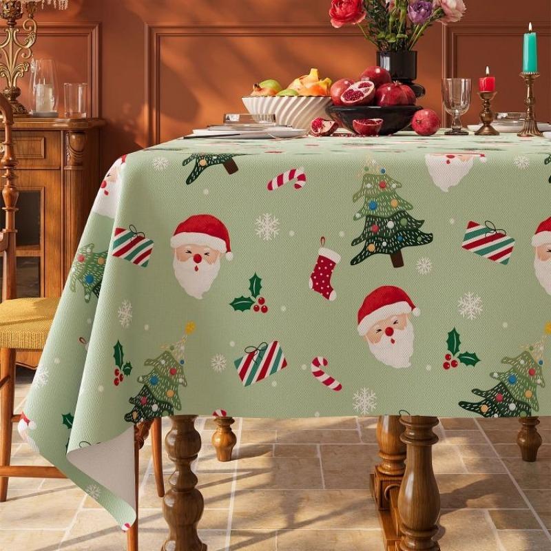 Christmas Tablecloth—Wash-Free, Waterproof, and Grease-Resistant; Holiday, Thanksgiving, and Christmas Tablecloths; Coffee Table Cloths