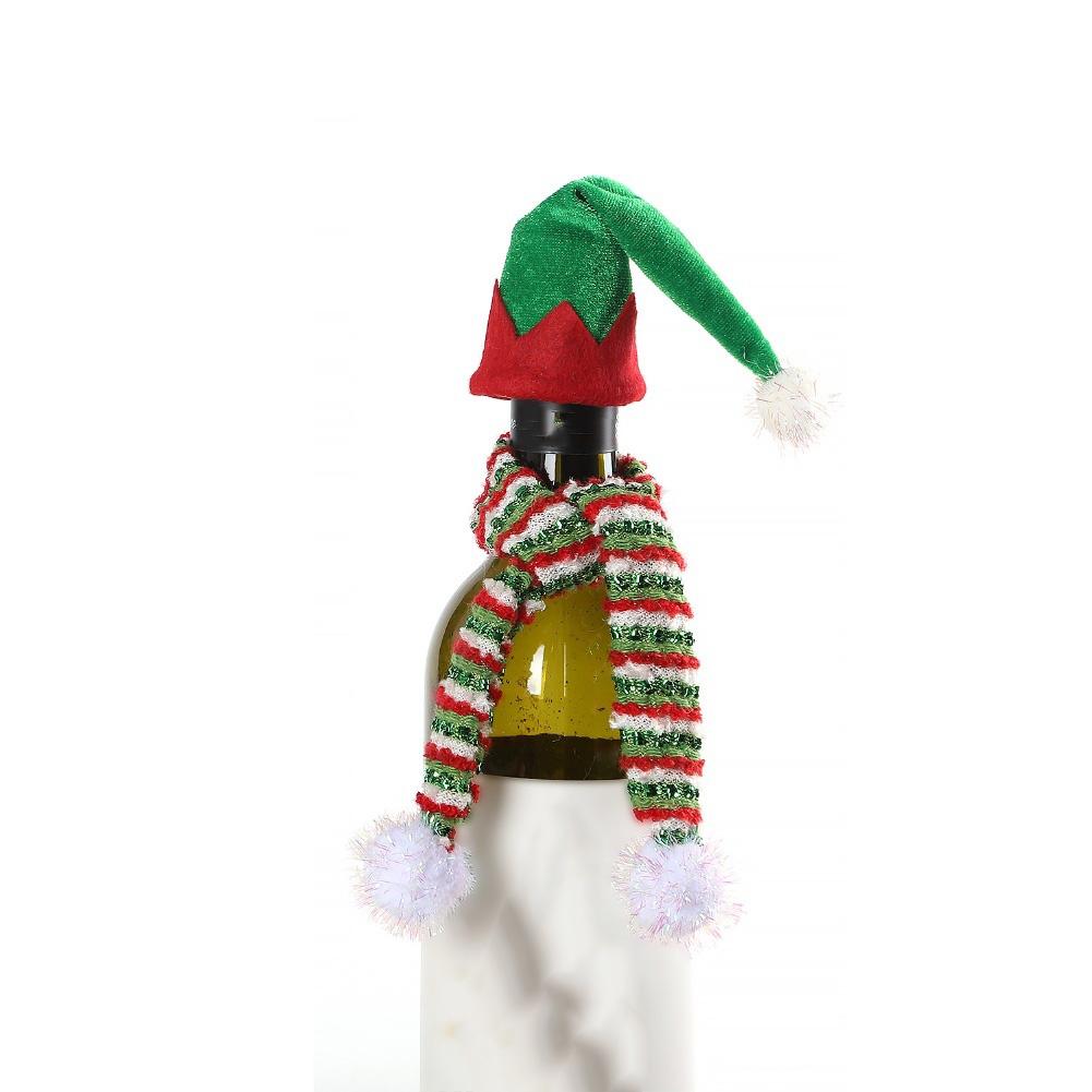 For Christmas Wine Bottle Mini Santa Hat and Scarf Kit Adds Seasonal Charm to Holiday Table Settings and Party Displays