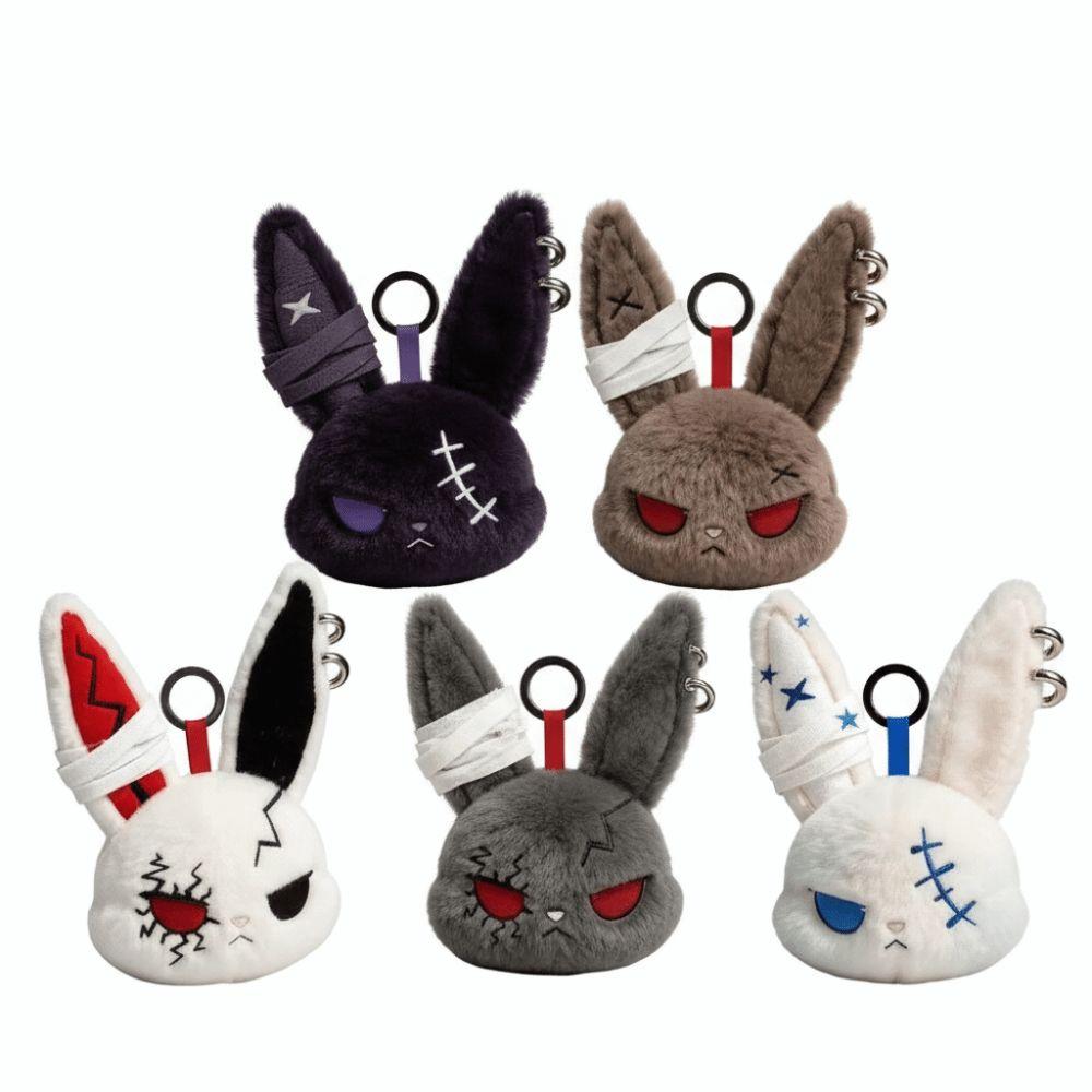Plush Dark Bunny Plush Doll Embroidered Rabbit Bag Charm Cute Bunny Plush Keychain  Daily Carry