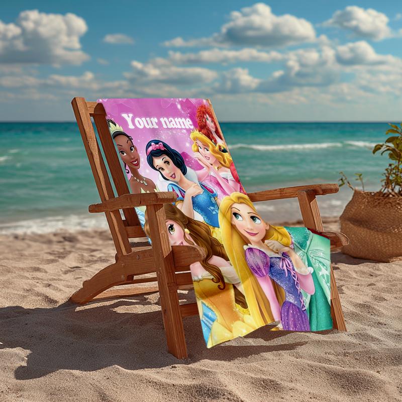 Custom Name Ultra-Soft Beach Towel with Princess Theme,Ideal for Pool - Camping, Diving - Perfect Travel Essential, Vibrant Beach Towel.