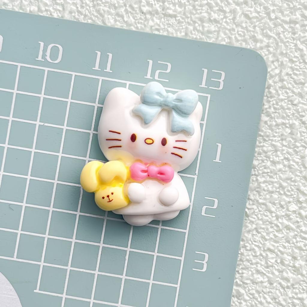 12/60PCS Cute cat DIY cream glue resin accessories phone case hair clip headband handmade material package