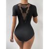 2025 Summer Clothes New Fashion Women's Sexy V-neck Back Butterfly Patchwork Short Sleeved Tight Jumpsuit Rompers