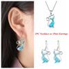 Exquisite Women Fashion Chain Cat Pendant Earrings Jewelry Opal Necklace