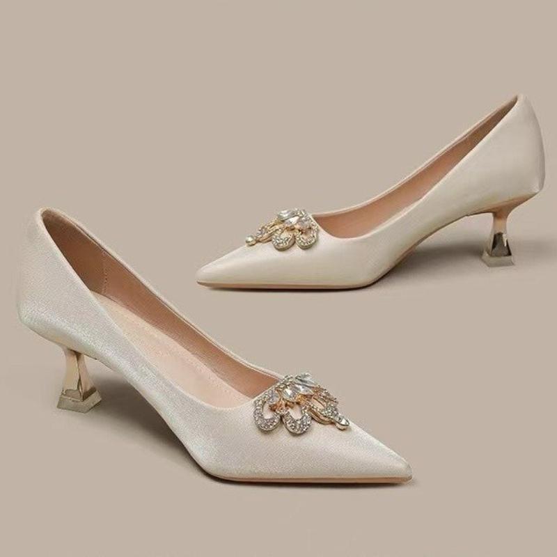 Повседневные сандалии для женщин шлепанцы необычные средние каблуки классическая обувь женские блестящие бриллианты острый носок летние сандалии