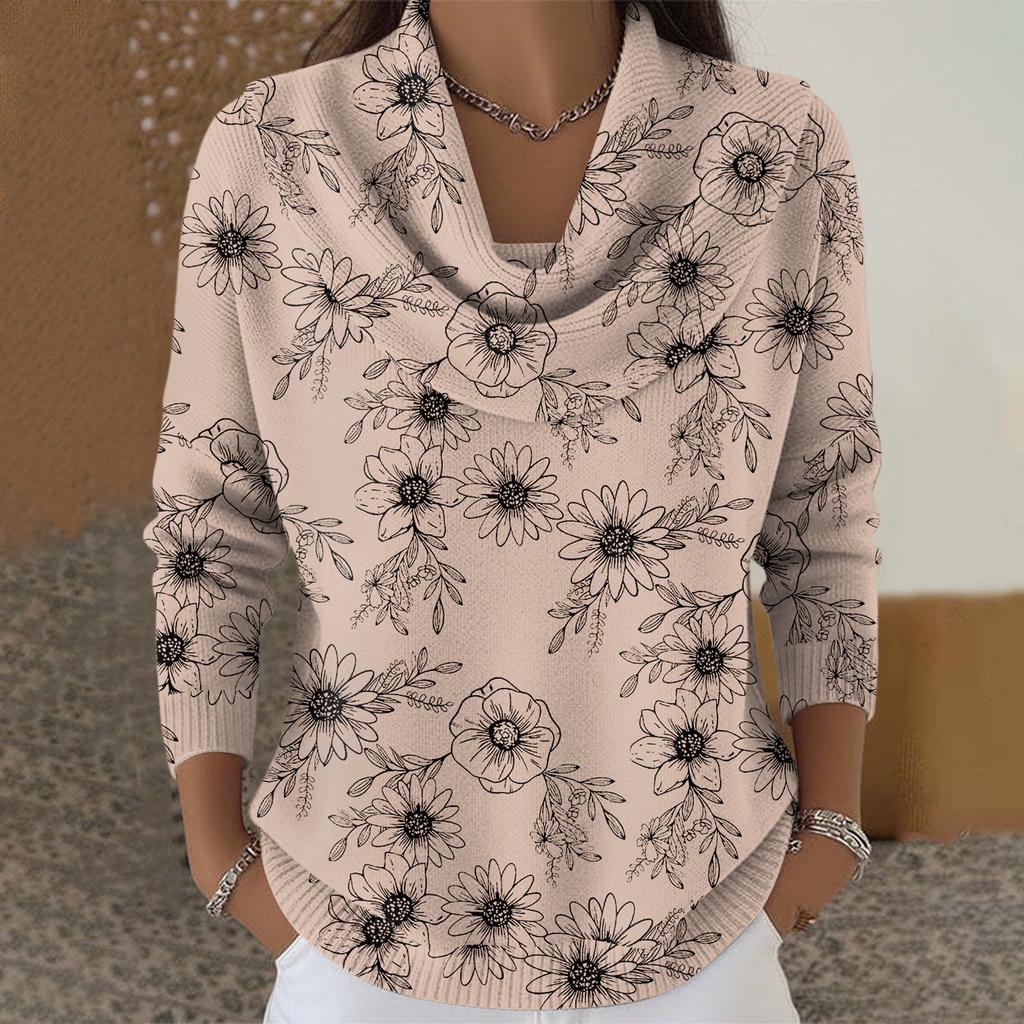 Женский повседневный и модный свитер с круглым вырезом, длинными рукавами и принтом