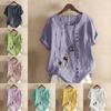 Women's Fashion Round Neck Short Sleeve T-shirt Casual Cotton Linen Graphic Shirt Leisure Loose Women and Girls Prined Summer Blouse Tops