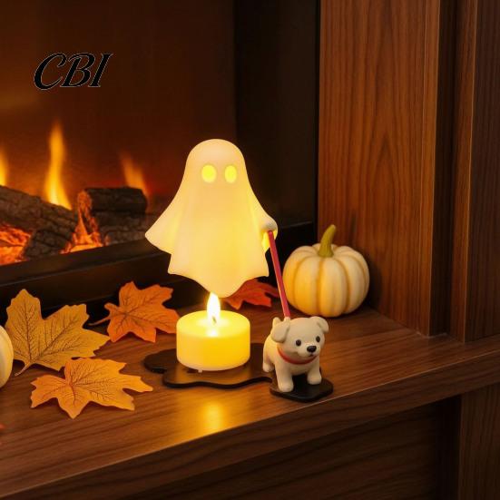 Tabletop Decorative Light Ghost Puppy Electronic Candle Ornament, LED Light, Simulated Warm Night Decor for Halloween Home Desktop Party Atmosphere