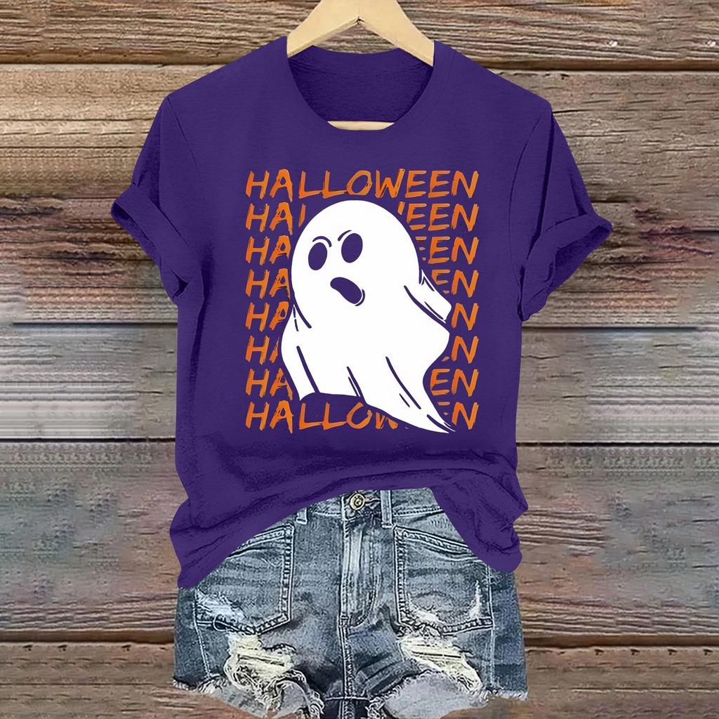 Women's Casual Printed Round Neck Short Sleeve T-Shirt Pullover Top