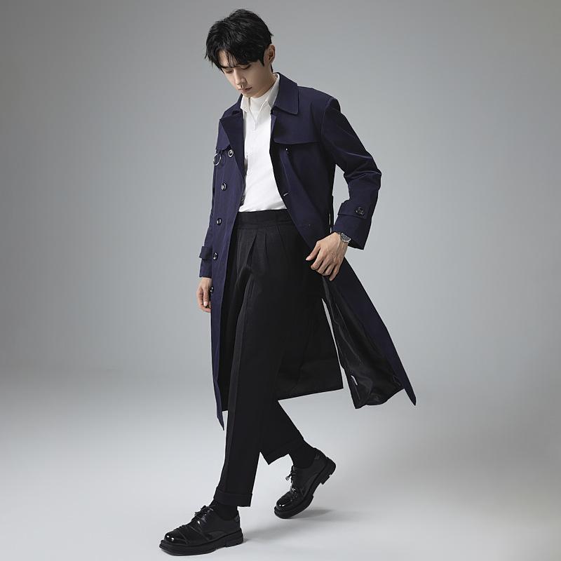 Мужской плащ, повседневный, удлиненный, двубортный, мужской плащ, ветровка, ветрозащитное пальто M-6XL