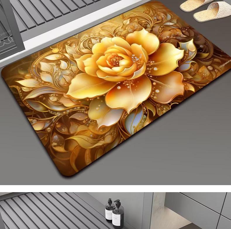 3D цветочный диатомовый грязепоглощающий нескользящий коврик для ванной комнаты, можно стирать в стиральной машине