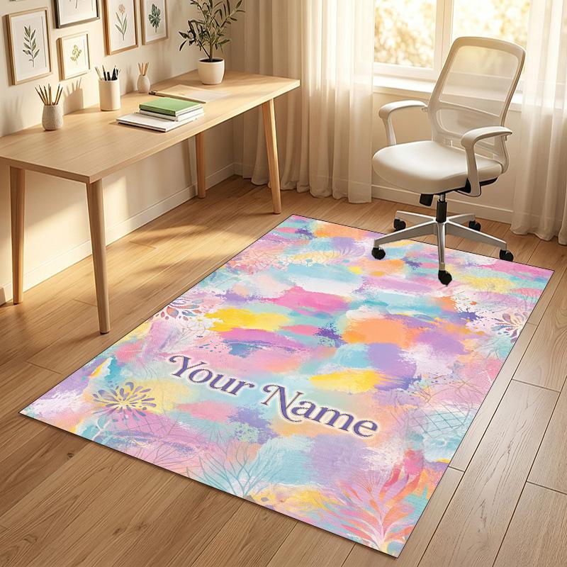 Abstract Art Theme Soft Crystal Velvet Rug Custom Name & Text Print Non Slip Floor Rug for Bedroom Living Room