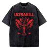 Винтажная стираная футболка Ultrakill Новая модель для любителей аниме Одежда с индивидуальностью Хлопковая одежда Унисекс Горячий товар Дышащая