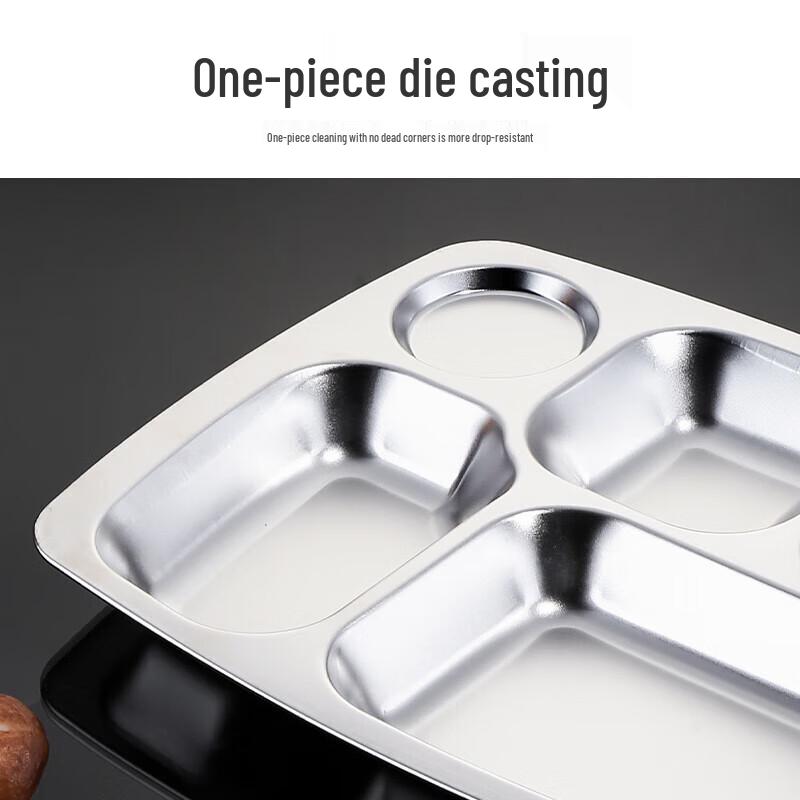 Drui'en 201 Stainless Steel 6-Compartment Lunch Tray