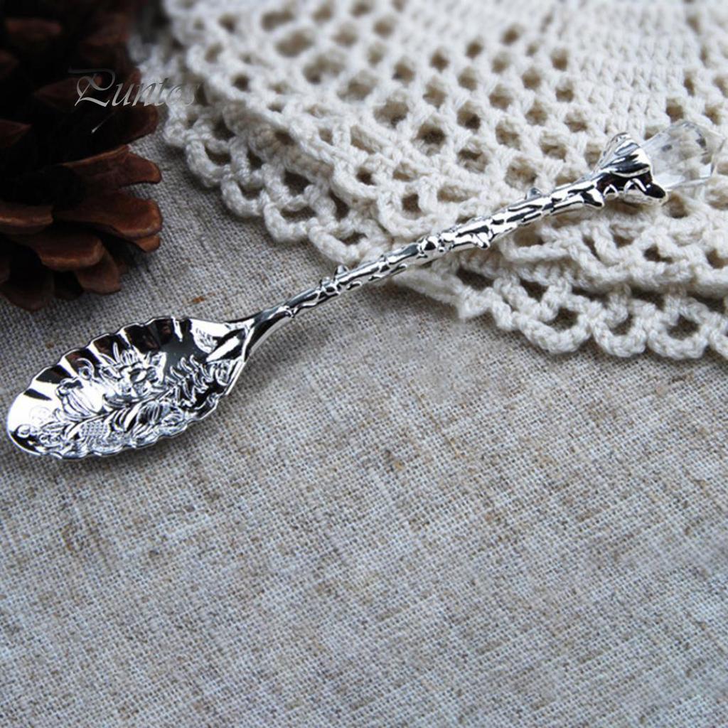 Чистые продукты, винтажная цветочная резьба, чай, кофе, десертная ложка, посуда с длинной хрустальной ручкой