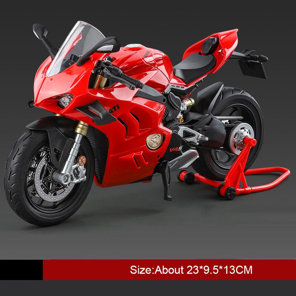 Scale 1:9 1199 V4S Motorcycle Car Model Toy Linkage Wheel Steering Shock Absorption Motorbikes Models Toys Kids Presents