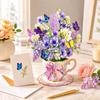 with Envelope & Message Note Pop Up Teacup Card 3D Flower Bouquet Card Pop Up Card  Desktop Decor