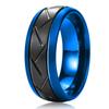 8mm Black Stainless Steel Ring Zigzag Groove Line Tire Tread Motorcycle Rings For Men Durable Matte Brushed Mens Wedding Band