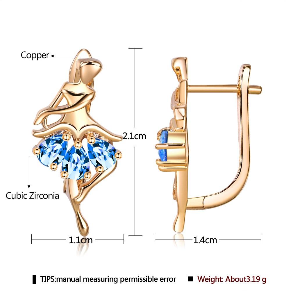Umcho Stylish Drop Blue Zircon Earrings with Personalized Design Ballet Girl Earclasp