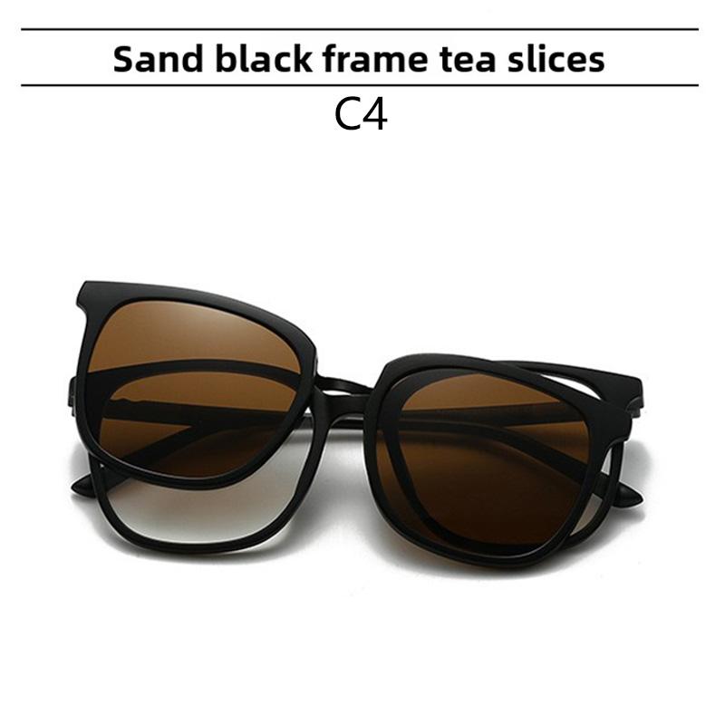 2 In 1 Magnetic Multi-Functional Night Vision Driving Sunglasses Magnetic Clip-On Lens Myopia Frames Polarized Sun Protection