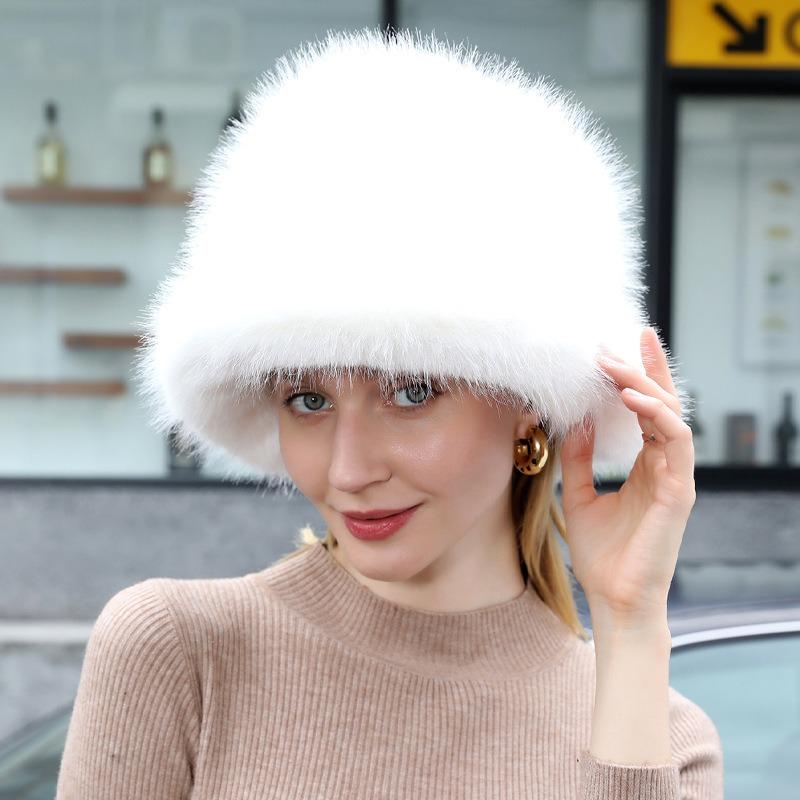 Autumn and Winter Thick Warm Women's Hat Versatile and Fashionable Imitation Fox Fur Fisherman Hats