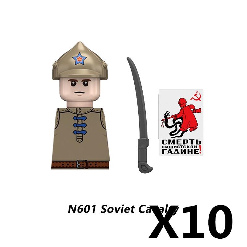 MOC Military Soviet US Soldier Figure Building Block Cavalry Pilot Western Cowboy Detective Weapon Sword Cloak Kid Toy Gift K148
