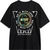 Wade Series Letter Print Comfortable Breathable Loose Short Sleeve T-Shirt Men Tops Black AHSU169-1
