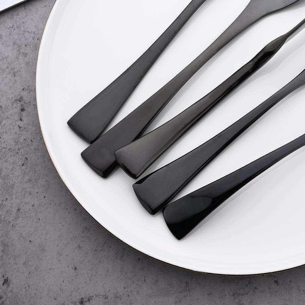 24Pcs Black Dinnerware 18/10 Stainless Steel Flatware Set Steak Knife Fork Spoon Teaspoon Cutlery Set Food Tableware Silverware