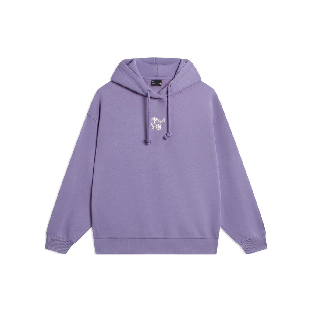 Li Ning Sports Lifestyle Series Long Happiness Never Ends Floral Pattern Hoodie Women Hoodies Light-Purple AWDTC84-1