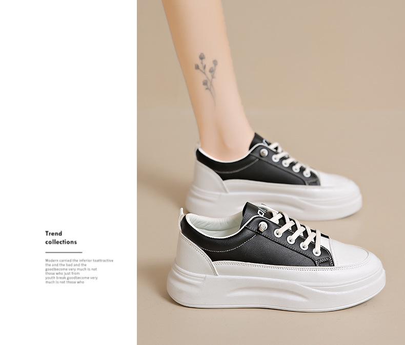 Женские осенние белые кроссовки на платформе 2024 года - Легкая, дышащая повседневная обувь с увеличением роста