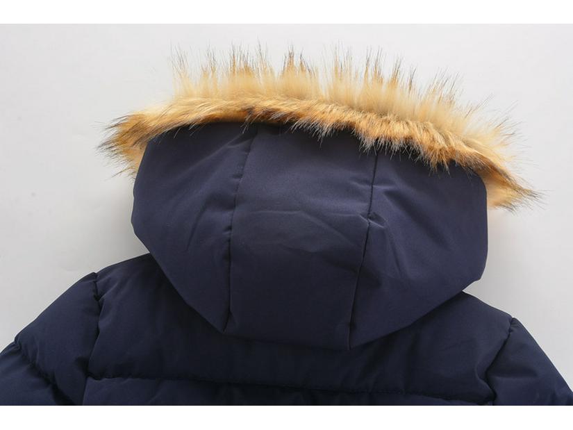 Зимнее пальто для мальчиков в корейском стиле: Плотный пуховый хлопок, на бархатной подкладке, средней длины, для детей постарше