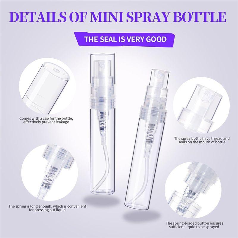 Practical-60PCS Mini Sprays Bottle, 3Ml 5Ml Mini Clear Plastic Sprays Bottle Empty Small Empty Sample Containers Bottle