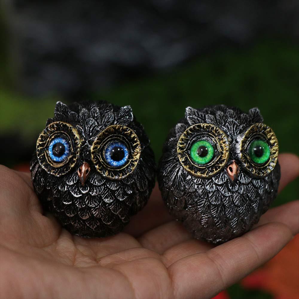 Lucky Owl Owl Mini Statue Realistic Owl Ornament Creative Owl Figurine Beads  Desktop Decoration