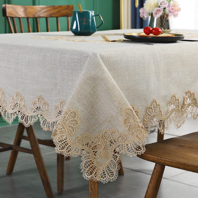 Vintage Linen Tablecloth Absorbent Household Coffee Table Cloth Wear-Resistant Desk Cover Towel High-Grade Fabric Decorative Square Tablecloth