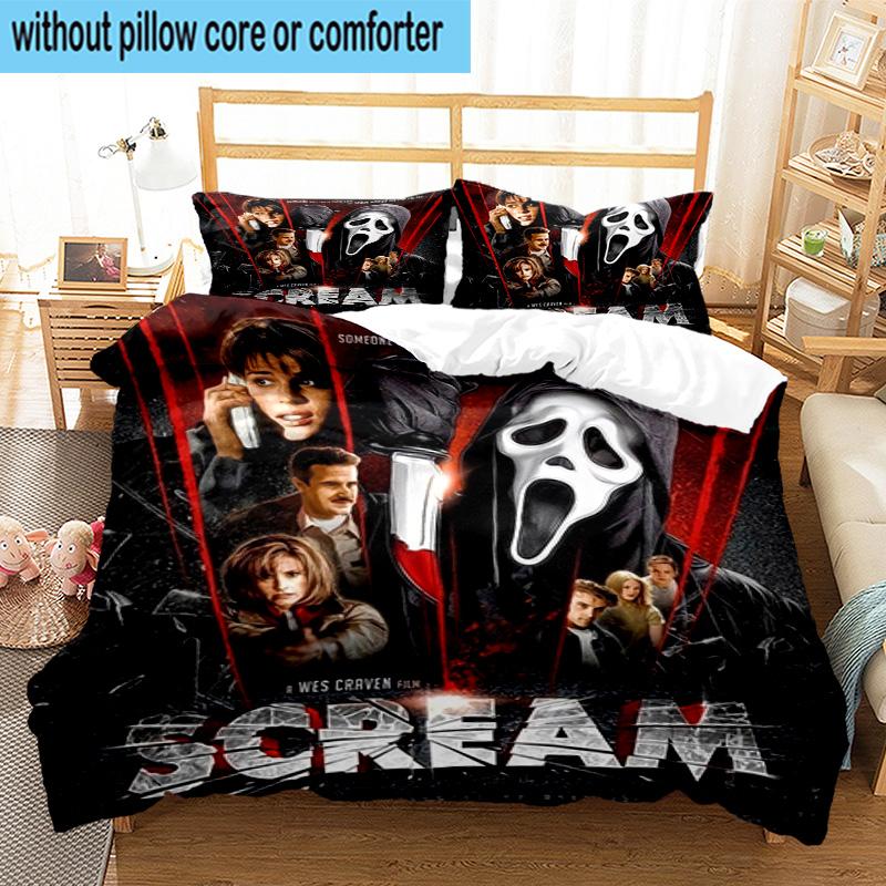 1PC Scr-eam Horror Movie 3pcs Bedding,Including 1pc Duvet Cover And 2pcs Pillowcases Perfect for Christmas,Ideal for Bedroom, Dormitory