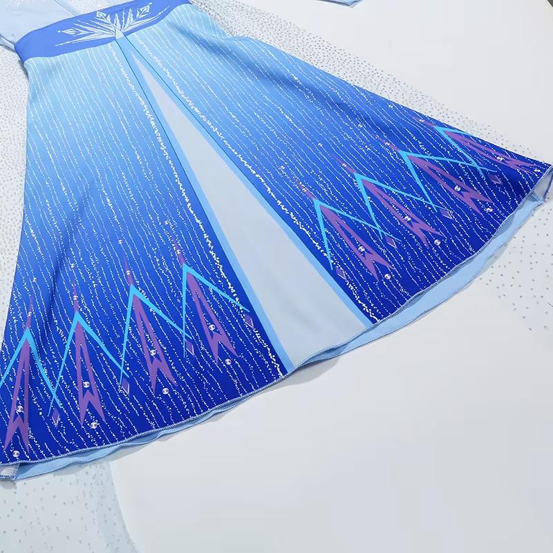 Frozen Elsa Princess Costume for Girls Birthday Party Long Sleeve Halloween Cosplay Snow Queen Carnival Clothing Kids Dress