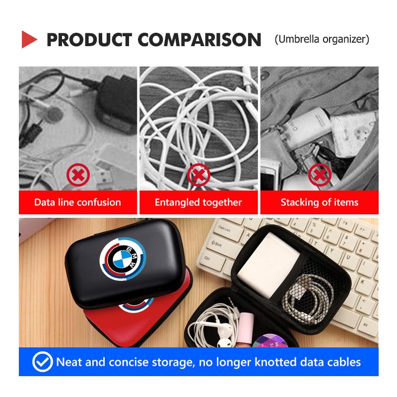 Car Portable EVA Bluetooth Earphone Cable Case Storage Bag For BMW X3 X5 M5 M3 E46 E90 E60 F10 E39 F30 E36 G30 E87 E70 XZ0