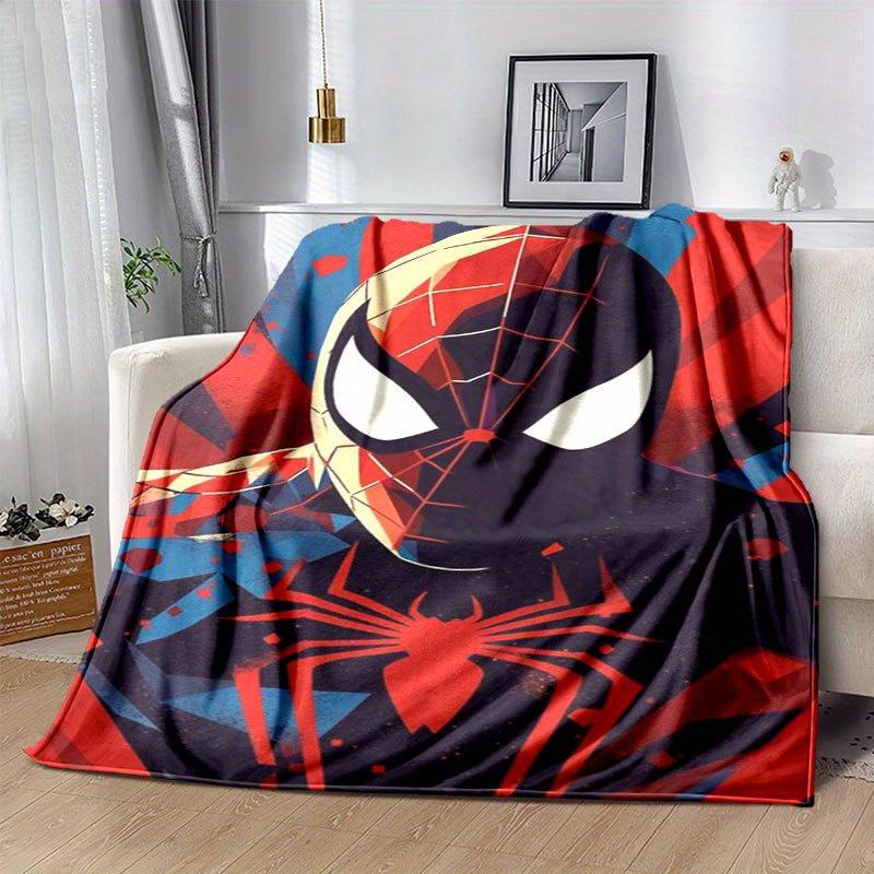 Spider-man Cartoon Flannel Blanket - Ultra-Soft, Cozy, and Comfortable for Sofa, Bedroom, Camping, and Travel - Four-Season Versatility, Vib