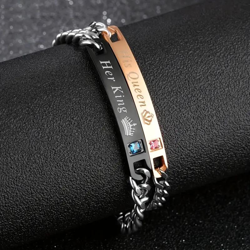 2pcs/Set Couple Bracelets Gift For Lover For Women Men Jewelry Matching Fashion Lovers His Queen Her King