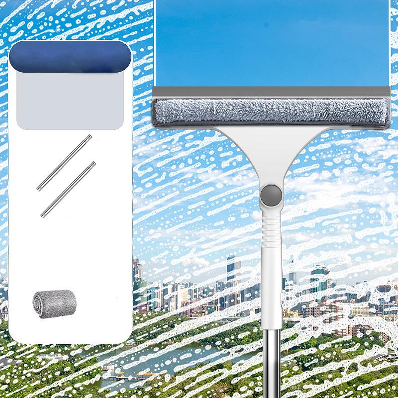 2 In 1 Window Mesh Screen Brush Window Cleaner Magic Broom Wiper Telescopic Long Handle Window Mop Squeegee Wiper Cleaning Tool