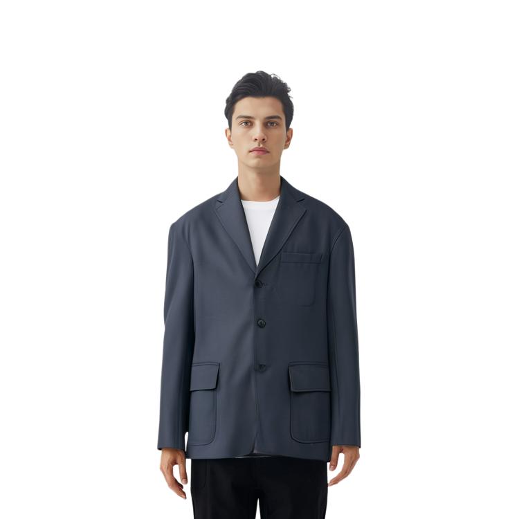 Uniqlo X Jil Sander Коллаборация Шерстяной Смеси Однотонный Костюм Мужской костюм Темно-Серый 440443-08