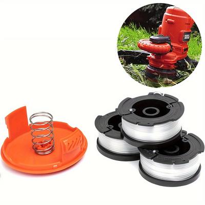 1 комплект Запасная катушка с леской для триммера для Black+ Decker, Autofeed 30 футов, 0,065 дюйма, крышка и пружина, совместима с Gh900 Gh600 Gh610