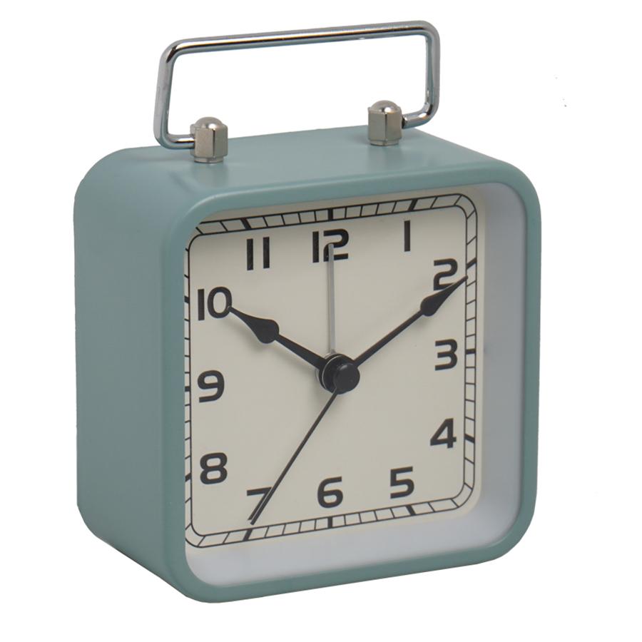 1PC Metal Square Small Alarm Clock Desktop Silent Clock Student Bed Sleep Luminous Quartz Table Clock.