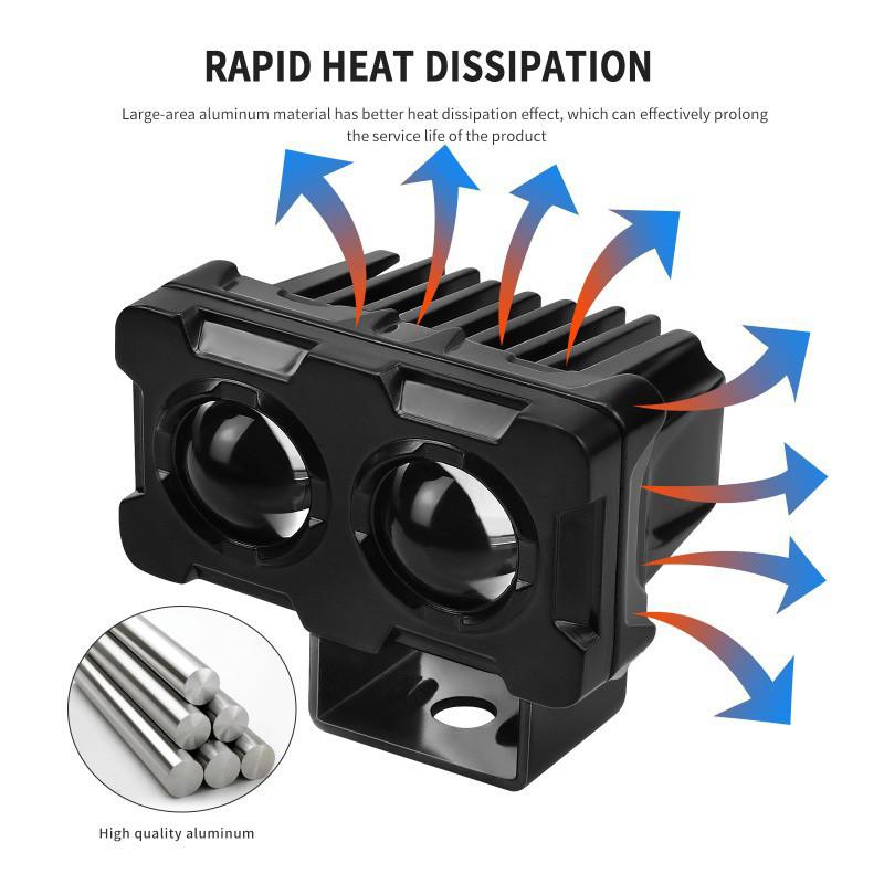 DC12-80V Мотоциклетный светодиодный прожектор с двумя линзами Прожектор Мотоциклетный вспомогательный противотуманный фонарь Двухцветный белый желтый свет
