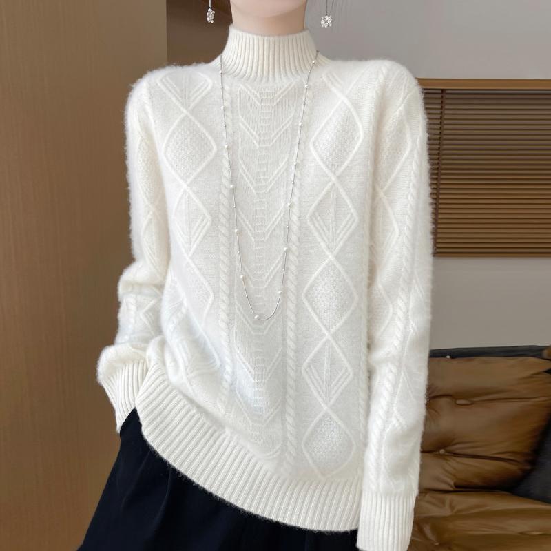 Women Sweater 100% Wool MODERN NEW SAGA Turtleneck Knit Pullover Thick Winter Jumpers Female Knit Tops